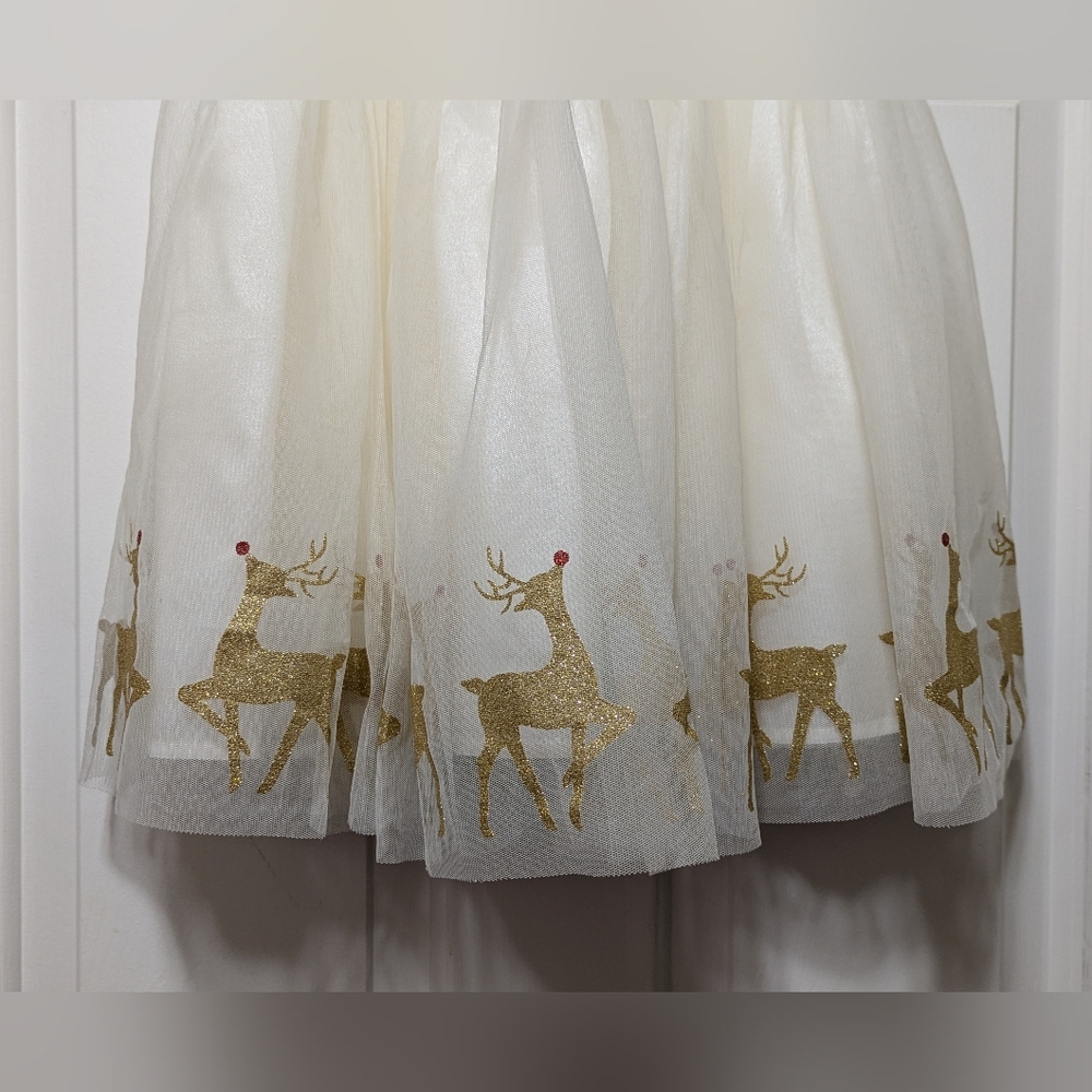 SZ Med (7/8) Girls Lilt Emerald Green Velour Bodice Tulee Reindeer Dress - Picture 5 of 13